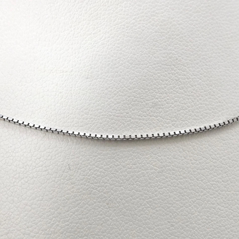 14k White Gold Venetian Box Link Pendant Chain Necklace 18in Italy UnoAerre New Foto 1 de 4