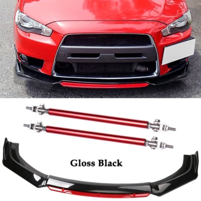 Front Bumper Lip Body Kit Splitter Spoiler For Mitsubishi Lanc Glossy Black Foto 1 de 4