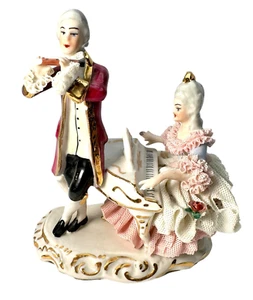 Dresdner Porzellan Figur - Klavierspieler und Flötist mit Beschädigungen - Bild 1 von 8