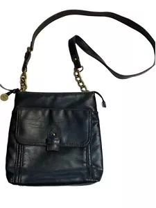 Relic Black Leather Crossbody Bag with Brass Accents - Picture 1 of 9