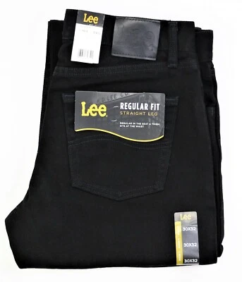 New LEE REGULAR FIT STRAIGHT LEG JEANS Men`s Sizes Double Black 100% Cotton - Image 1 of 4
