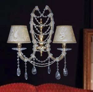 KLASSISCHE KRISTALL WANDLEUCHTE MARIA TERESA GOLD 2-FLAMMIG DESIGN SWAROVSKY - Bild 1 von 2