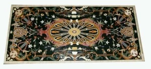 4'x2' black Marble Dining Coffee Center Table Top inlay Mosaic decor home k6 - Picture 1 of 5