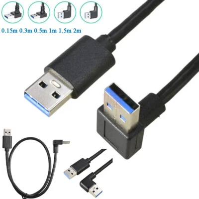 3.0 USB A to A Cable Plug Lead Male to Male Type 0.3m/0.5m/1m/1.5/2m Black Cable - Image 1 of 4