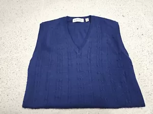 Lanvin Wool Navy Blue Textured Sweater Vest SZ Medium - Picture 1 of 10