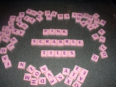 2 FOR 99p SCRABBLE TILE REPLACEMENTS PINK FOR BREAST CANCER AWARENESS VERSION - Image 1 of 2