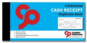 Cherry NCR Cash Receipt Duplicate Book 99mm x 210mm 50 Sets - Picture 1 of 7