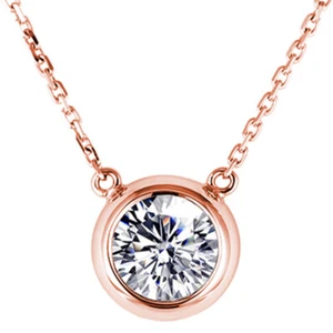 1 Karat runder VVS1 D Moissanit Solitär Anhänger Halskette Rose 925 Silber - Bild 1 von 3