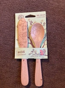 Beechwood Jam Spreader Set Woodland Animals Wooden Spoon Knife Set Cottagecore - Picture 1 of 6