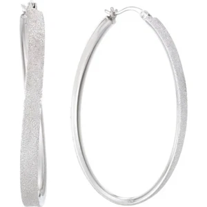 Simone I Smith Sparkly Oval Hoop Earrings Vermeil Sterling New - Picture 1 of 6