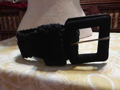 Jill Stewart Leather Braided Belt Vintage Black Office Workcore 80s/90s - Image 1 of 4