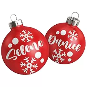 Ciondolo Albero Natale Palla Rossa Lucido Con Nome ) Personalizzato - Bild 1 von 1