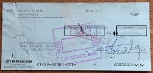 Attore Warren Beatty assegno autografato (documento firmato) - Foto 1 di 3