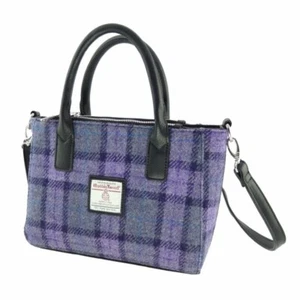 GLEN APPIN HARRIS TWEED BRORA SMALL TOTE BAG - LILAC CHECK - Picture 1 of 1