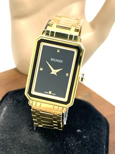 Balmain Women's Watch B43923366 Eirini Swiss Quartz Black Dial Gold Tank 25x33mm - Picture 1 of 12