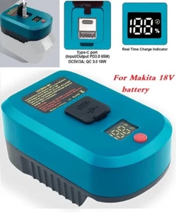 USB + Type-C Power Source Charger Adapter Converter LED For Makita 18V Battery - Picture 1 of 6