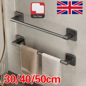 Self Adhesive Towel Rod Bar Wall Mounted Towel Holder Rail Rack Kitchen Bathroom - Picture 1 of 13