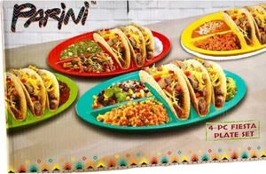 NEW Parini 4 Pc Fiesta Mexican Food Plate Set Multicolored New in Box - Picture 1 of 5