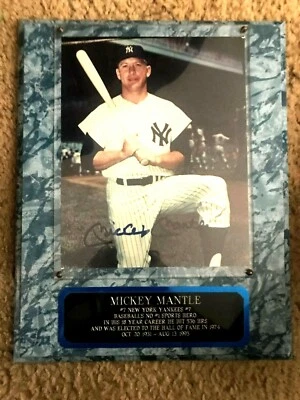 Placa autografiada de Mickey Mantle leyenda de los Yankees de Nueva York certificado de autenticidad incluido            Foto 1 de 3