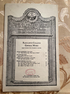 1922 The Concord Series Sheet Music Schirmer Radcliffe College Choral Music