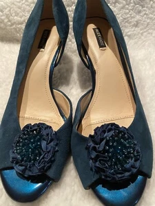 Alex Marie Blue Suede Pointed Toe Heel-2.75”, Shoe Navy Blue Size: 9M - Picture 1 of 5