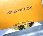 Auth Louis Vuitton Nanogram Cuff LV Multi Icon Monogram Bracelet Gold S size box