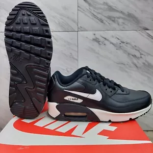 Nike Air Max 90 LTR (GS) Black White Leather Shoes Grade School Size 5Y WMNS 6.5 - Picture 1 of 13