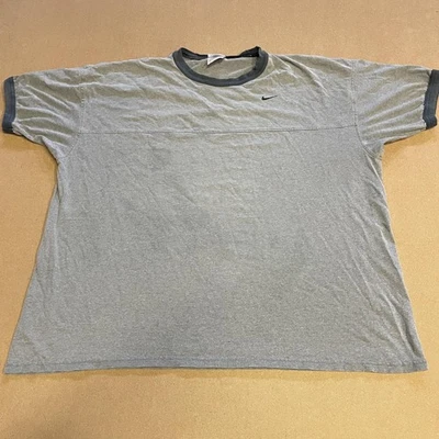 Vintage Nike Shirt Mens 2XL Gray Black Swoosh Ringer Tee Single Stitch 90s - Image 1 of 4