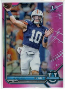 Bowman Chrome University Bo Nix 1st Bowman Pink Refractor 2022 - Imagen 1 de 2
