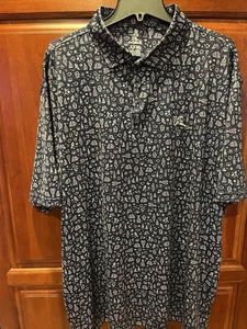 Polo Rhoback uomo XXXL 3XL blu stampa all over - Foto 1 di 6