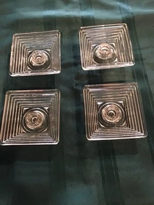Vintage Anchor Hocking MANHATTAN Square Candle Holders Set Of 4 - Picture 1 of 3
