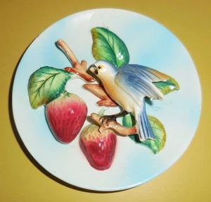 DE COLECCIÓN NAPCO PORCELANA PÁJARO FIGURA PARED DECORACIÓN PLACA DISEÑO PÁJARO AZUL 3D - Imagen 1 de 3
