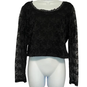 Madden NYC Lace Whimsigoth Crop Top Womens Size XXL Black Fairy Grunge Witchy - Picture 1 of 8