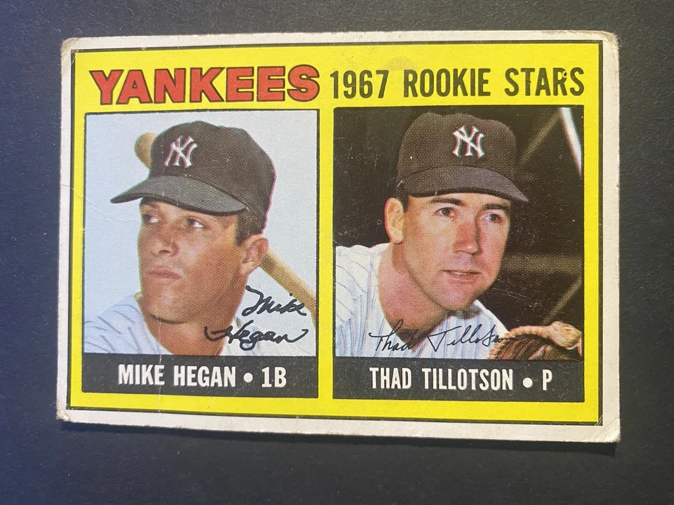 Tarjeta de béisbol 1967 Topps Hegan/Tillotson Yankees estrellas novatas número alto #553 Foto 1 de 2