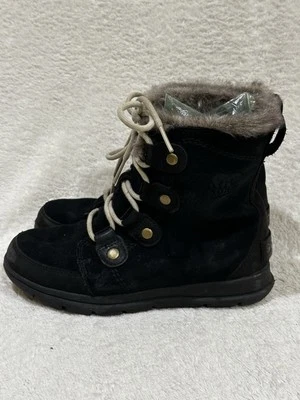 Botas Sorel para mujer 7 Explorer Joan negras gamuza invierno con cordones informales Foto 1 de 4