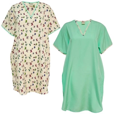 Gold Coast Women's Satin Sleepshirt Nightgown 2pc Set Butterfly Print/Aqua, 2XL - Image 1 of 4