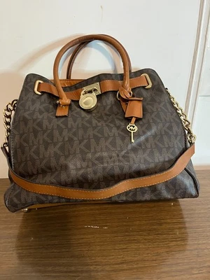 Michael Kors Women's Handbag Monogram Brown Bag. - Image 1 of 4
