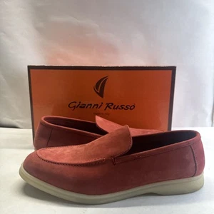 Men's Gianni Russo maroon Leather loafer Shoes Size 44 US 11 Italian Made - Picture 1 of 15