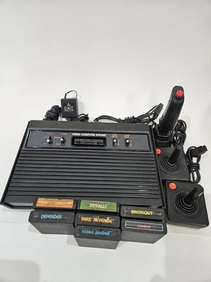 Atari 2600 Darth Vader Black Game Console Lot Pitfall Yars Defender 7 Games - Image 1 of 4