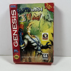 Vintage Sega Genesis Earthworm Jim Video Game Complete Box Manual Tested 1994 - Picture 1 of 8