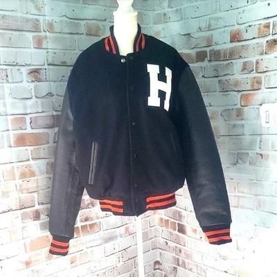 Chaqueta Universitaria De Colección Stewart & Strauss Para Hombre Melton Lana Y Cuero M Bomber Foto 1 de 4