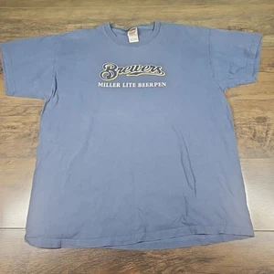 Milwaukee Brewers Miller Lite Beer Pen Graphic T Shirt Size XL - Picture 1 of 7