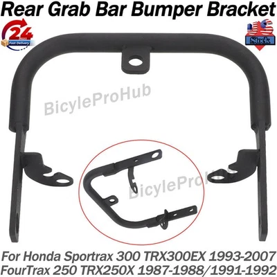 For Honda TRX250X FourTrax 250 TRX300EX Sportrax 300 Rear Grab Bar Bumper Black - Image 1 of 4