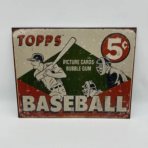 Topps Baseball 5 Cents Vintage Metal Tin Sign ~New~ Home Bar MAN CAVE Card Break - Picture 1 of 2