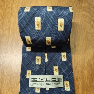 Corbata vintage zylos por George Machado patrón abstracto seda 56x4" para hombre  Foto 1 de 4