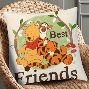 Copricuscino 18"x18" Winnie the Pooh e Tigro Cartoni Animati Lancio Decorazione Casa Vacanze - Foto 1 di 3