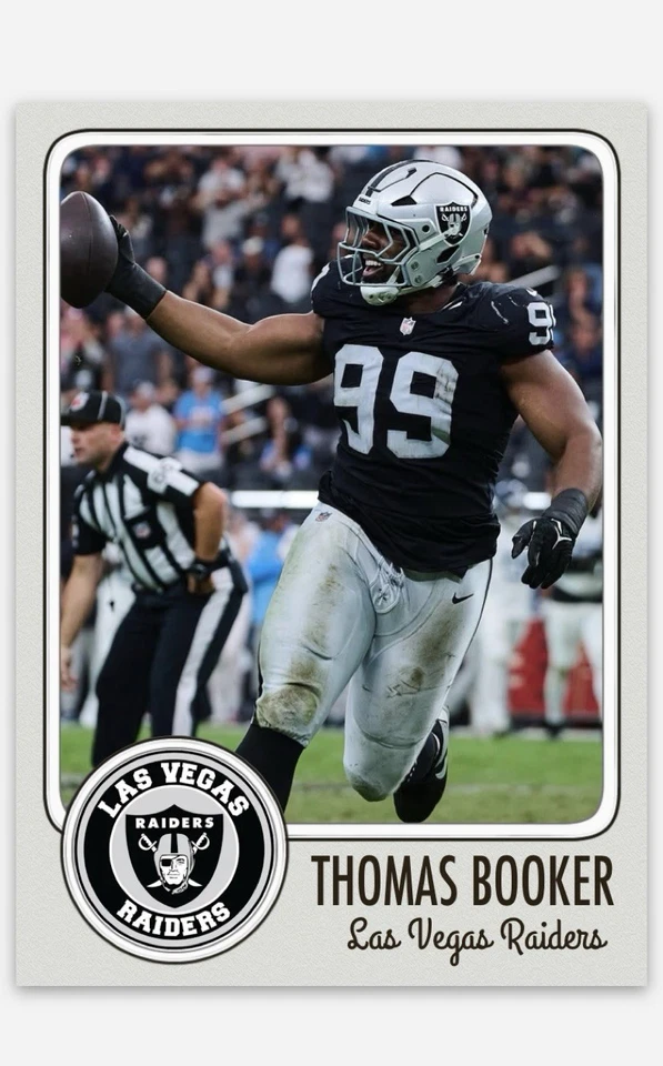 Thomas Booker    Novelty Football Card! Las Vegas Raiders - Image 1 of 1