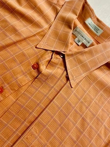 Cutter & Buck Men’s 1XB Short Sleeve Button Up Shirt Orange Plaid Cotton Casual - Picture 1 of 9