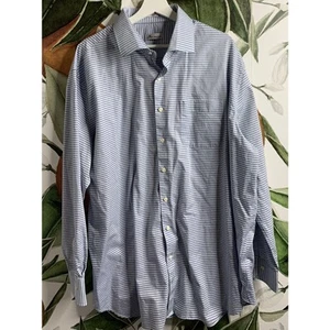 Camisa de algodón manga larga Peter Millar 2XL a rayas azul con botones delanteros - Imagen 1 de 4