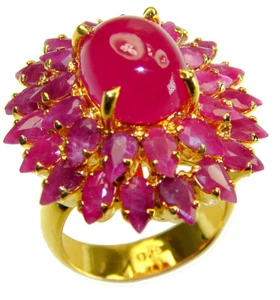 Ruby Ring 14.2ct Vintage 18K Gold over 925 Sterling Silver size: 6.25 - Picture 1 of 4